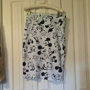 Disney Women's Black and White Mickey Mouse Pencil Skirt